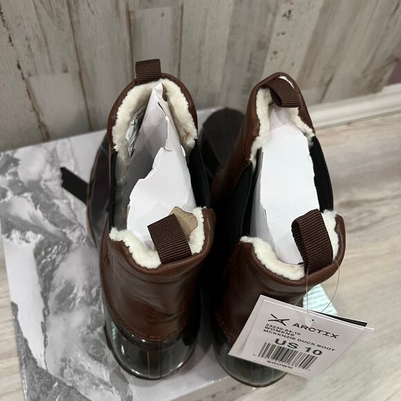 New! Arctix Faux Leather Brown McKenzie Duck Boots Rubber Womens Size 10 - Picture 5 of 6